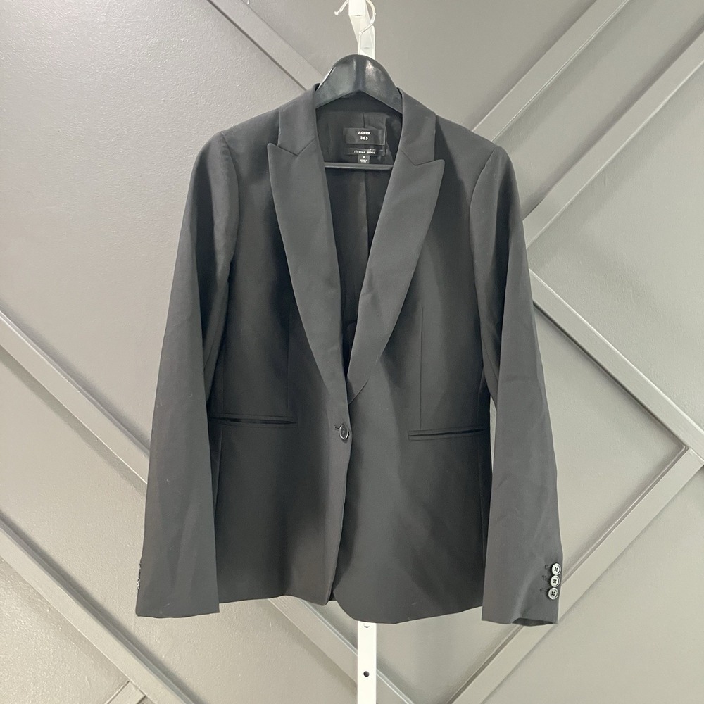J.Crew 365 Italian Wool Black One Button Blazer Jacket Women's Size 8